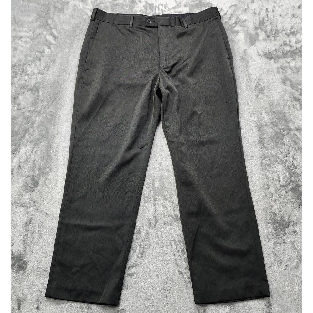 John Henry Dress Pants Mens 40/30‎ Black Flat Front Straight Leg Office Preppy